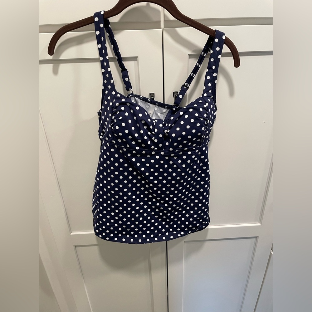 Lands End swim! Navy Polka Dot Swim Tank. Padded Cups.